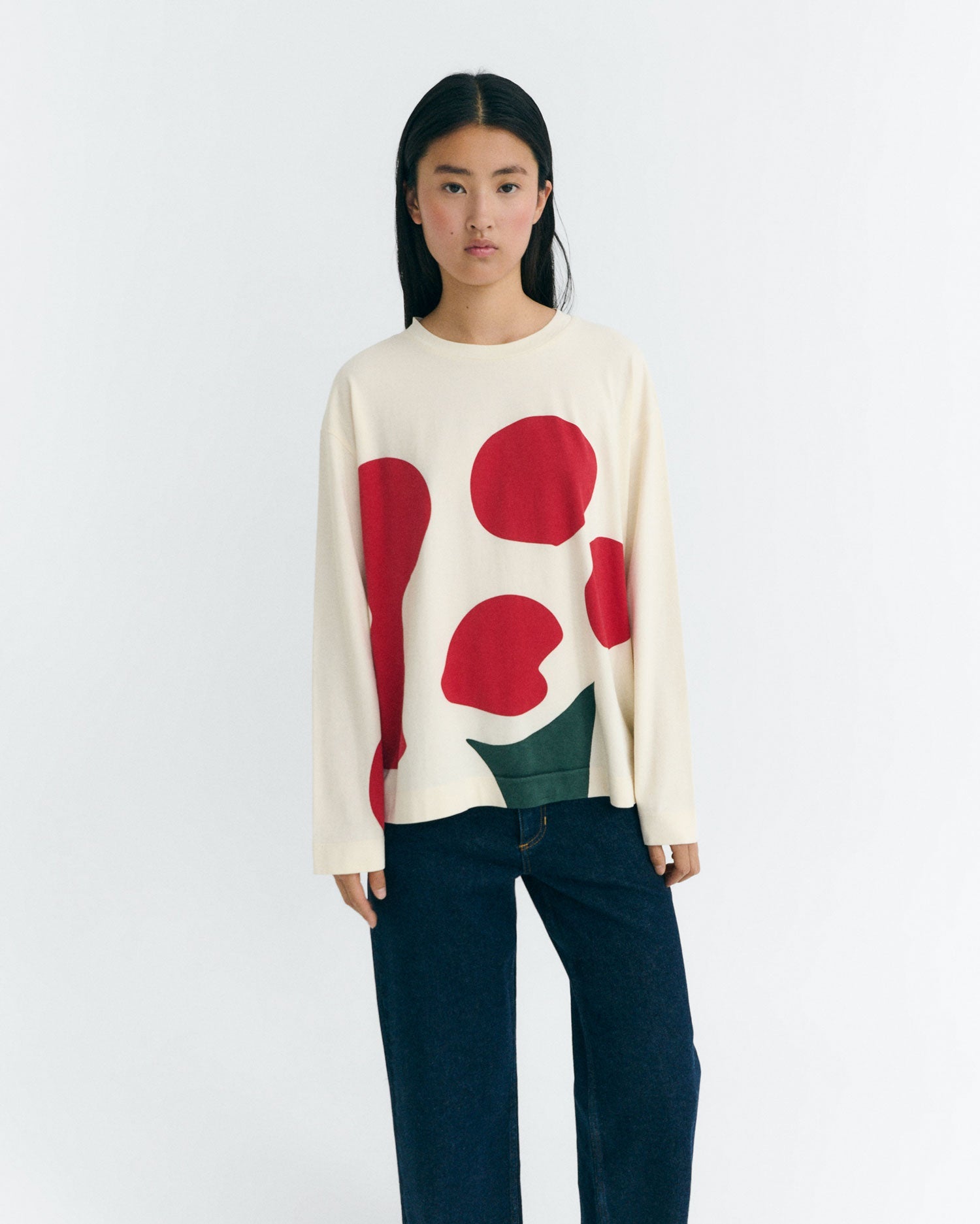 Emily Long Sleeve T-Shirt White Flower