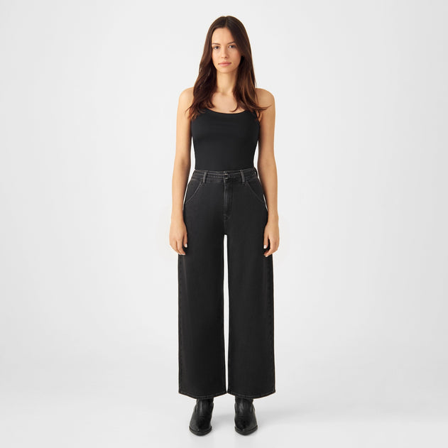 Blink Wide Cropped Jeans Black Denim