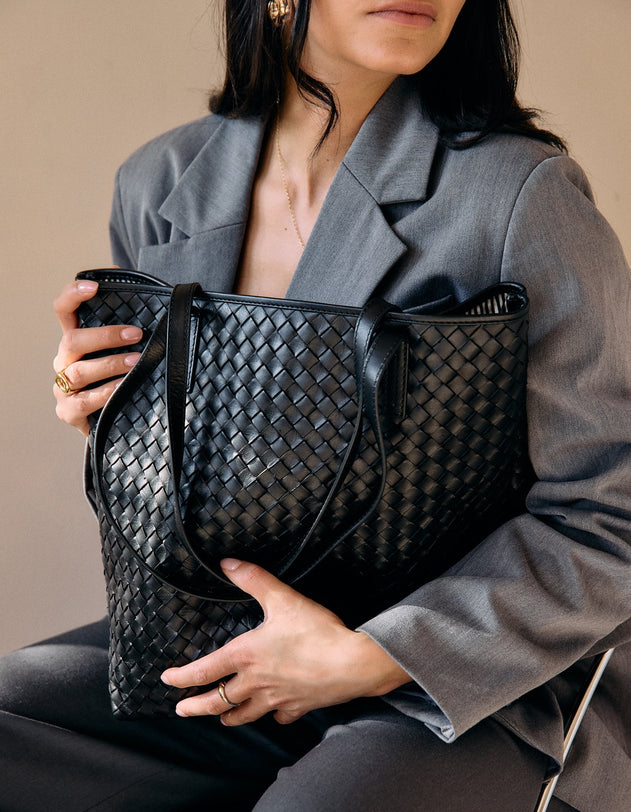Georgia Black Woven Classic Leather