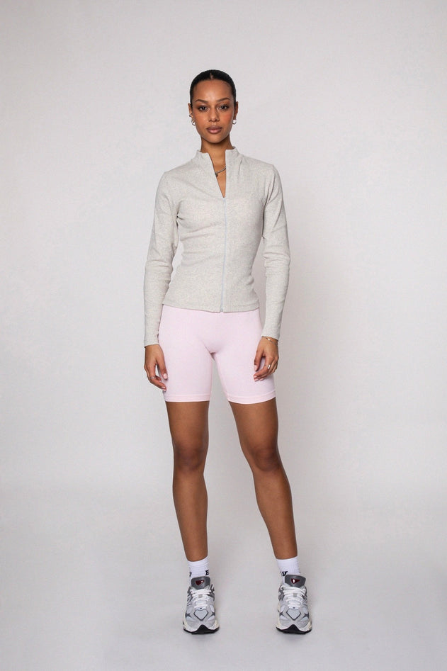 Invisible Zip Jacket Melange Grey