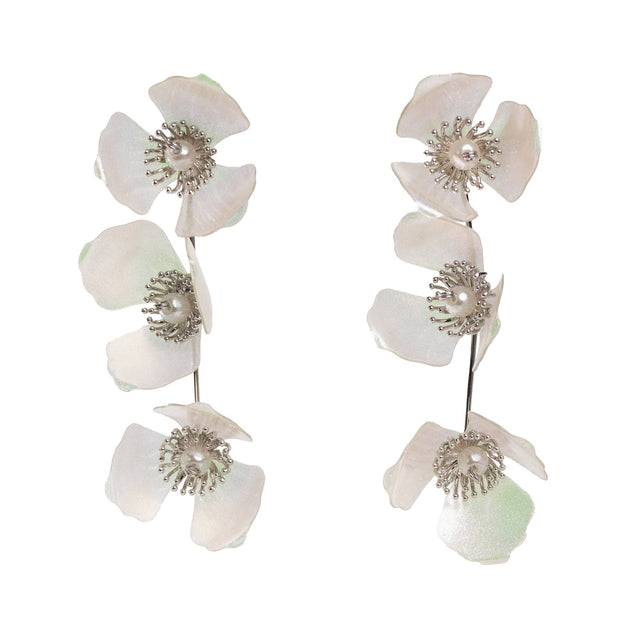 Triple Apple Flower Stud Earrings Black