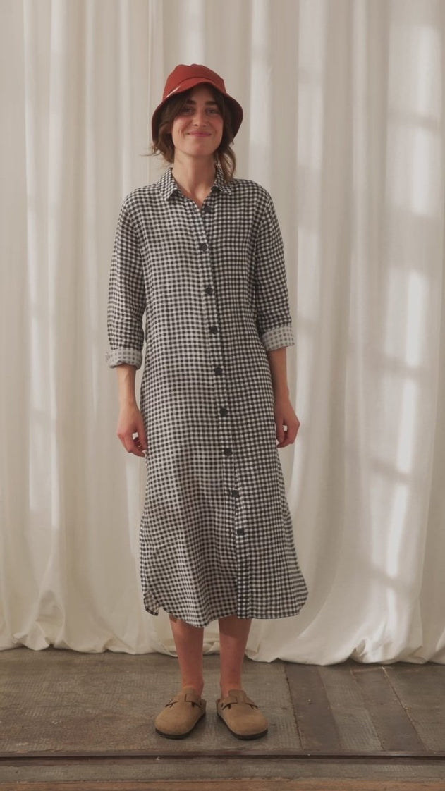 Pollan Dress Black & White Vichy - IVALO.COM