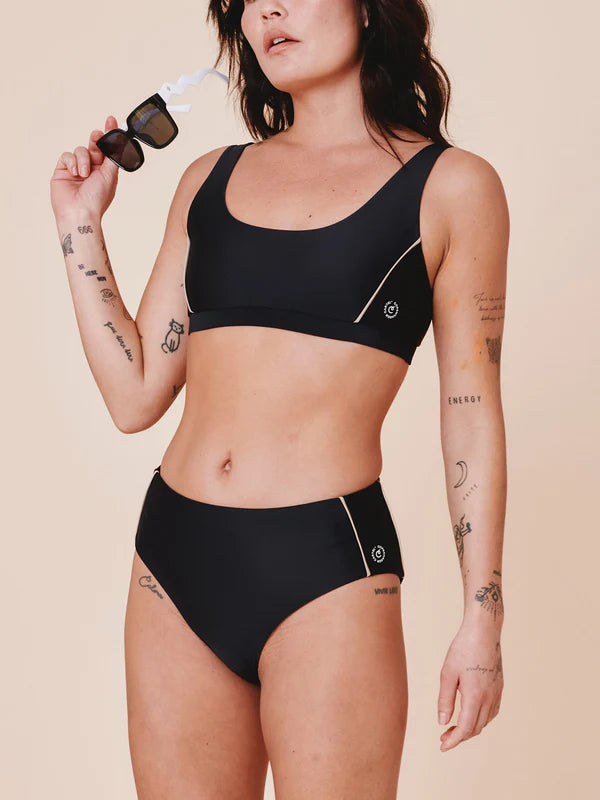 Agung Colorblock Sporty Bikini Top Nero