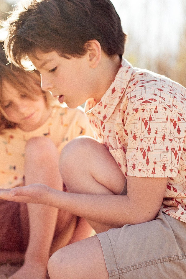 Kid's Poplin Shirt Geometric Print