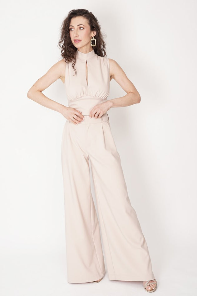 Coco Wide Leg Trousers Beige