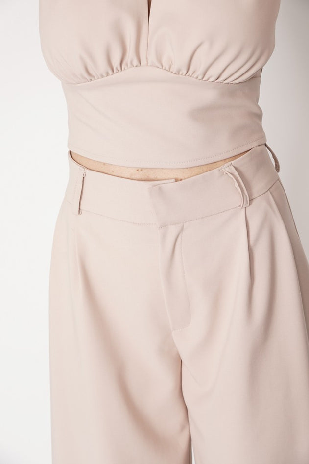 Coco Wide Leg Trousers Beige