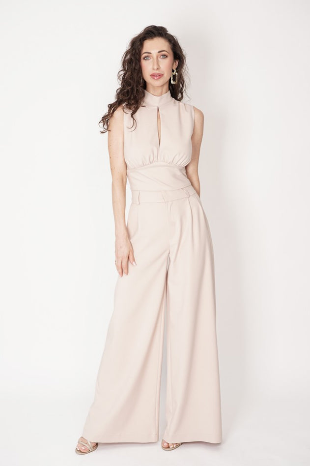 Coco Wide Leg Trousers Beige