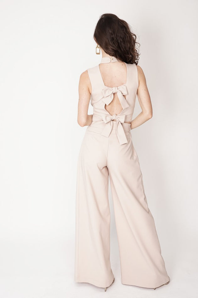 Coco Wide Leg Trousers Beige