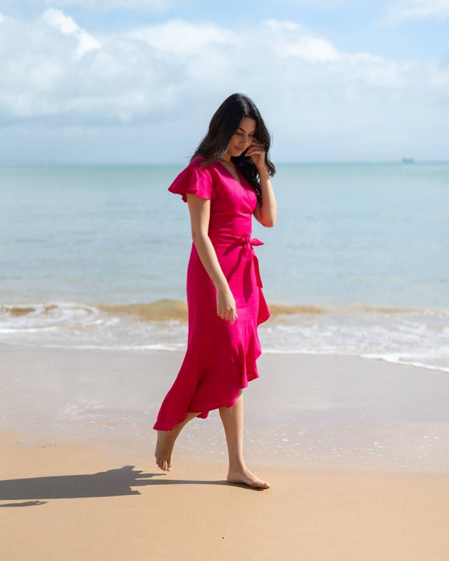 Annika Dress Peacock Pink - IVALO.COM