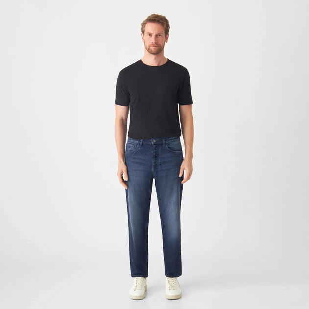 Rise Relaxed Tapered Basic Jeans Dark Blue