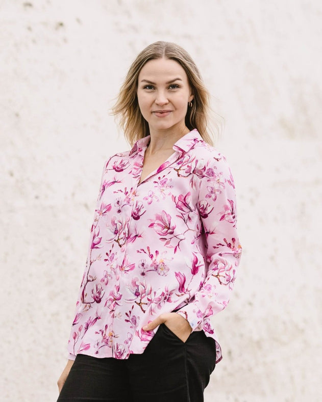 Chloe Button - up Shirt Ballet of Blossoms Pink - IVALO.COM