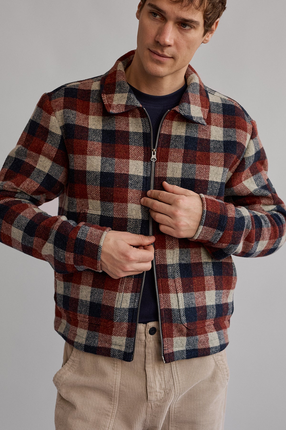 Ballycuggeran Jacket Navy Red Ecru Checks