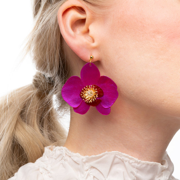 Butterfly Orchid Stud Earrings Barbie Pink