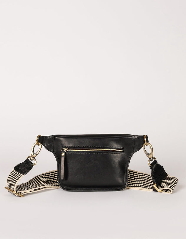 Beck's Bum Bag Black Checkered Stromboli Leather
