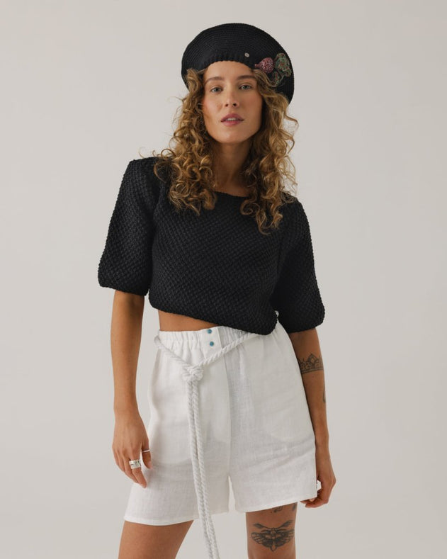 Beretė Crochet Hat Black