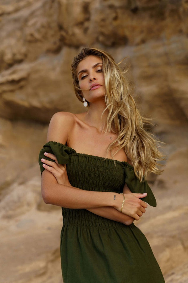Bianca Dress Olive Green - IVALO.COM