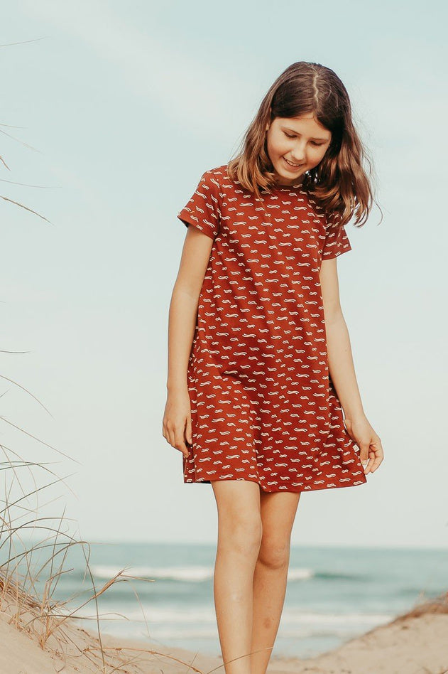 Kids' Evasé Dress Terracotta
