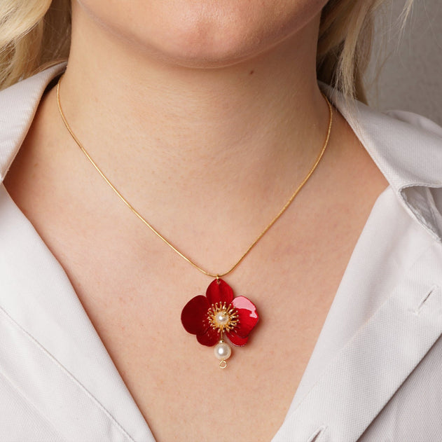 Butterfly Orchid Pearl Necklace White