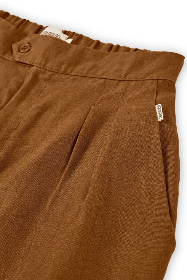 Bijoux Terracotta Linen Pleated Trousers