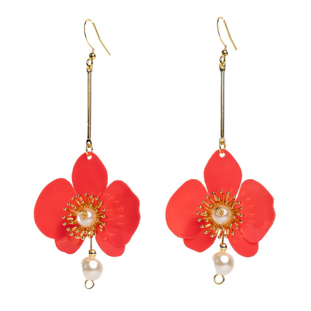 Butterfly Orchid Pearl Earrings Black