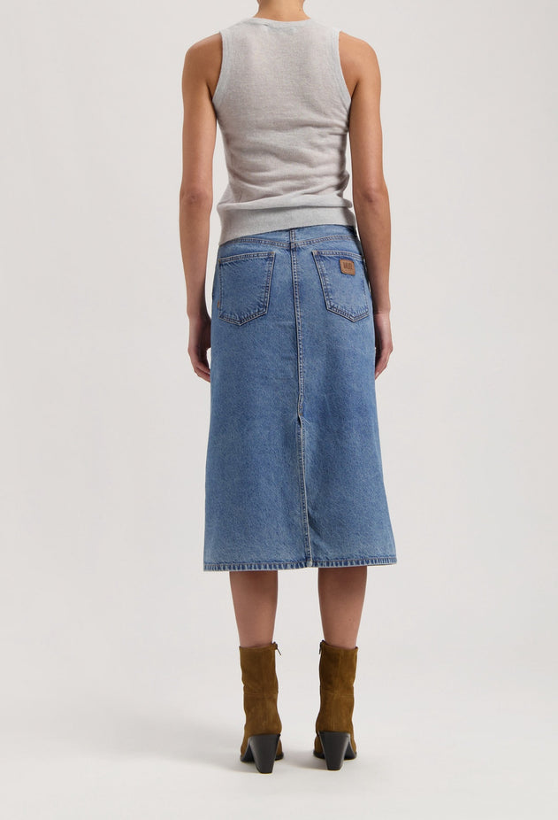 Gwen Denim Midi Skirt Stone Vintage