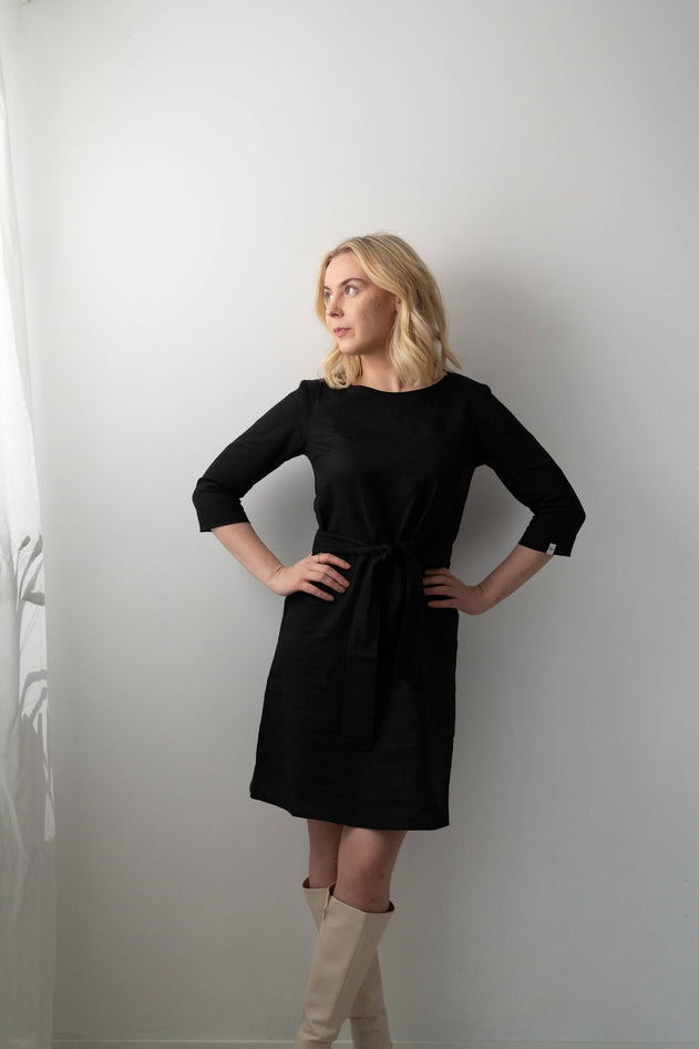Classic Linen Dress Black
