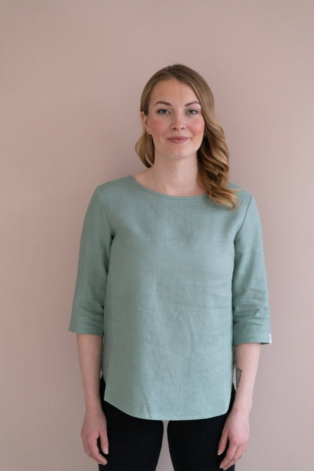 Classic Linen Blouse Desert Sage Green - IVALO.COM