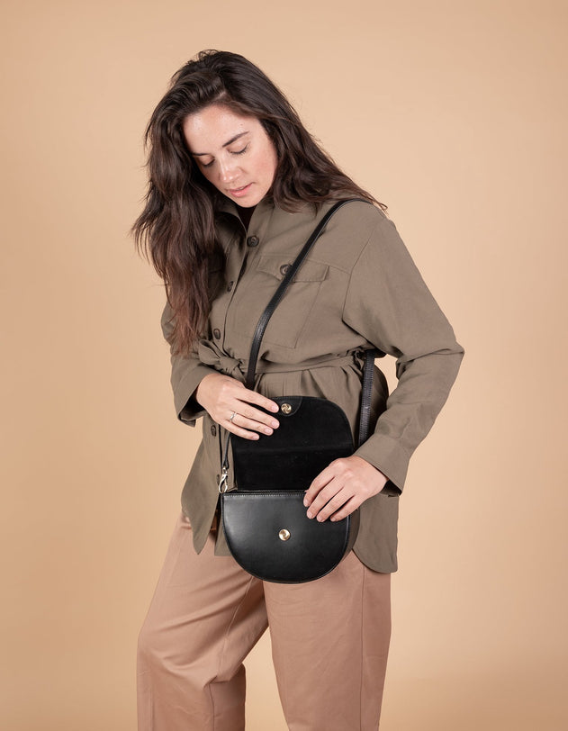 Ava Black Classic Leather Bag