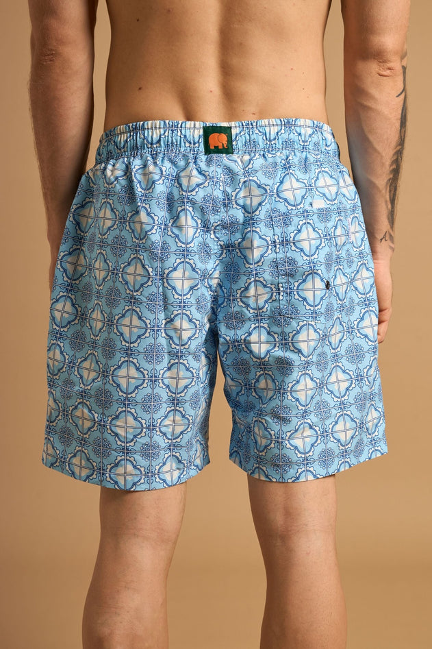 Men's Tiles Swim Shorts Light Blue