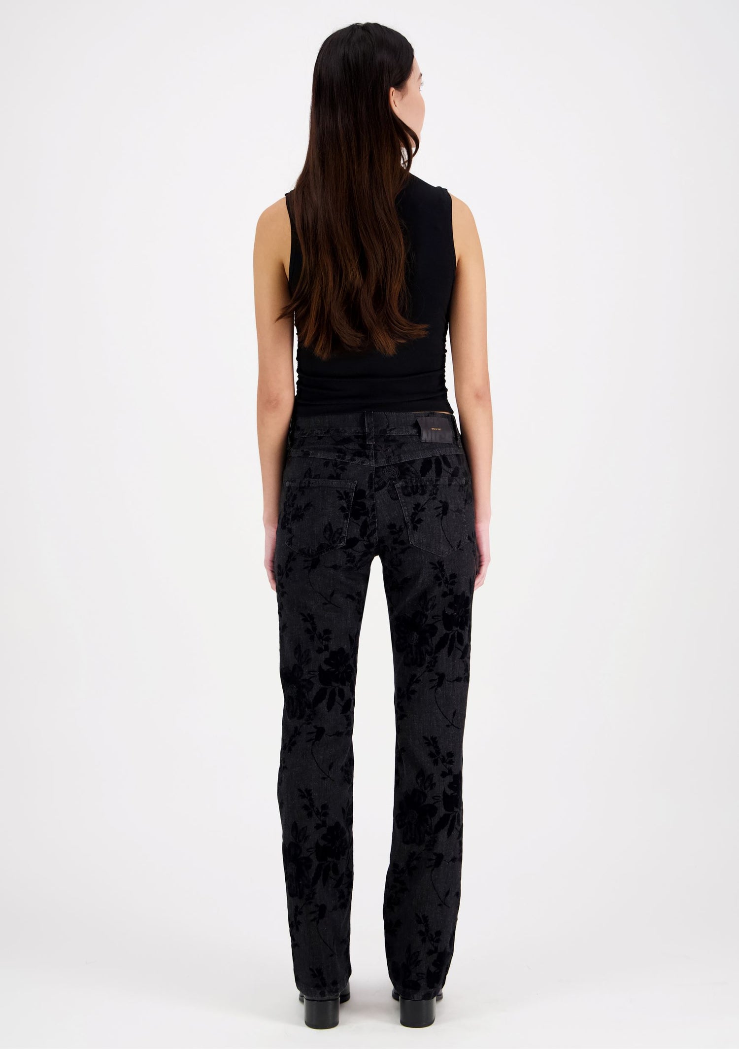 Emily Straight Fit Velvet Print Black