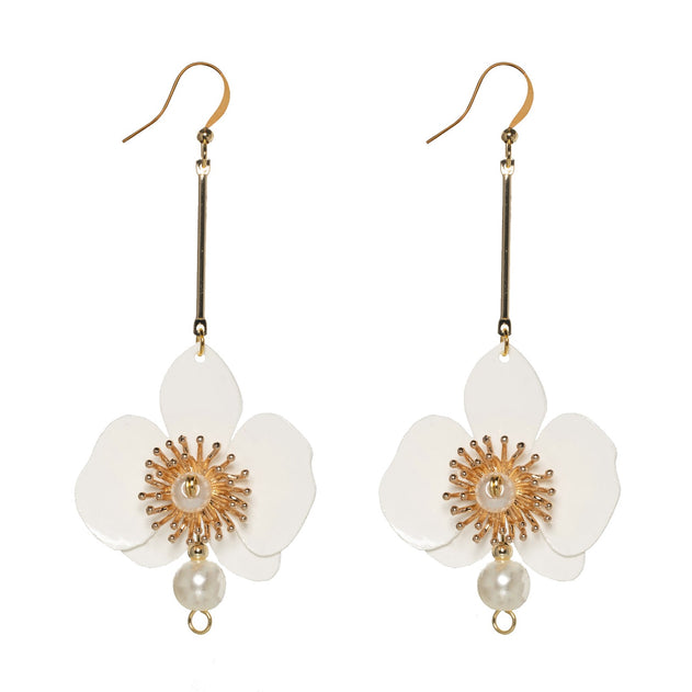 Butterfly Orchid Pearl Earrings Papaya Orange