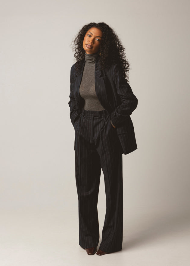 Jagger Tailored Trousers Navy Pinstripe