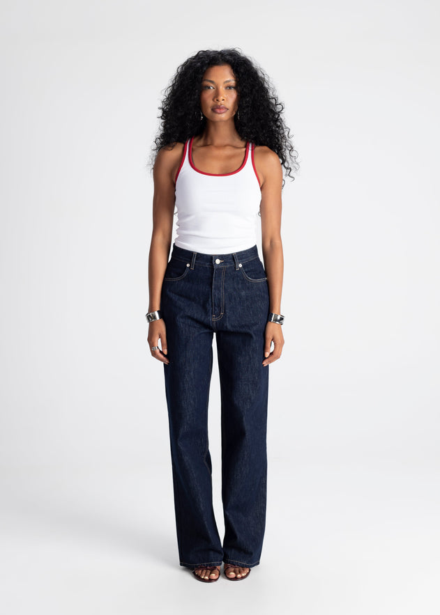 Jimmy Contrast Tank Top White / Red