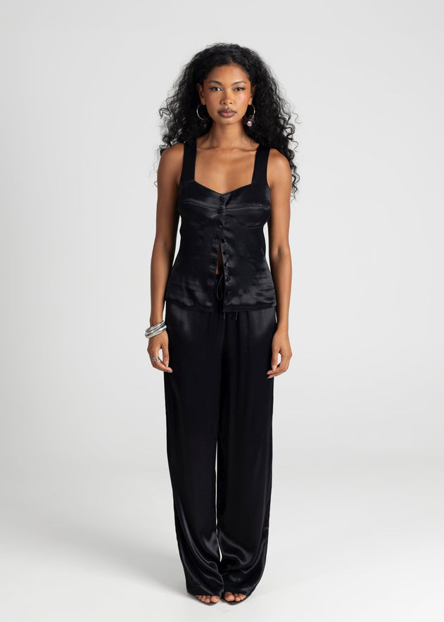 Giulia Satin Corset Top Black