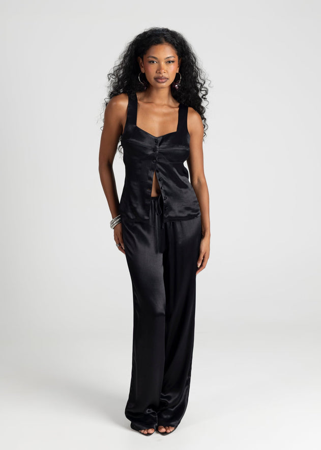 Giulia Satin Corset Top Black