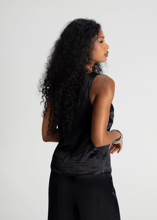 Giulia Satin Corset Top Black