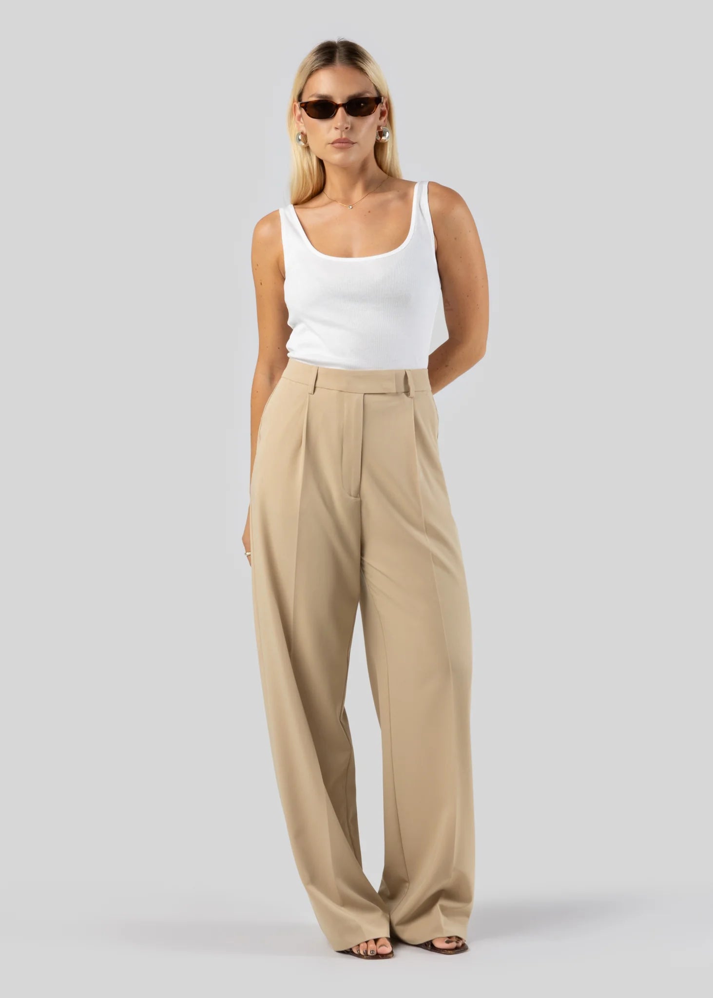 Jagger Getailleerde Broek Beige