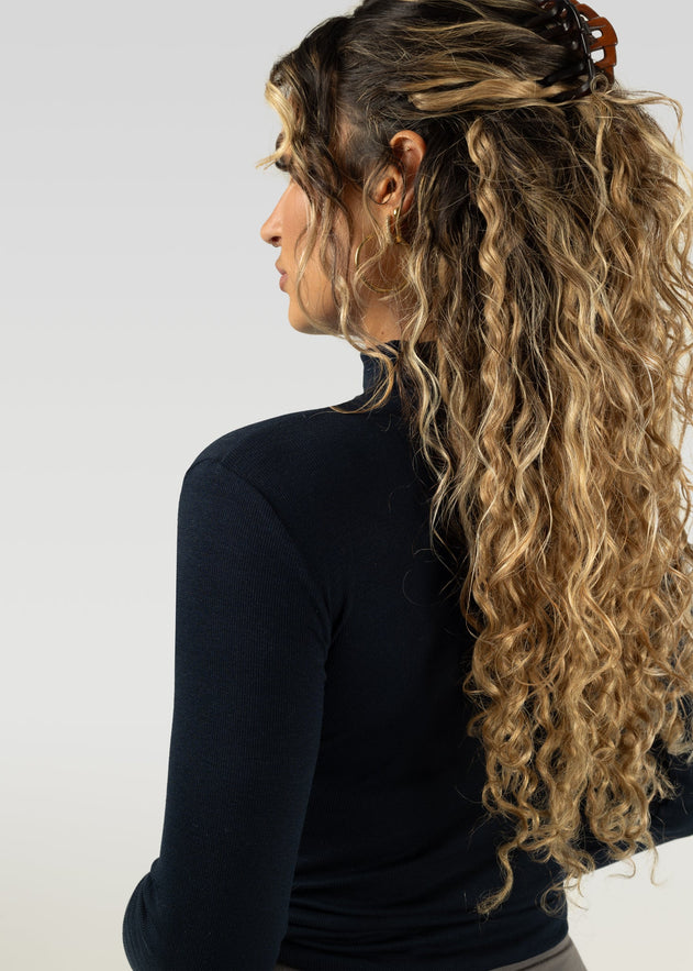 Grace Ribbed Turtleneck Navy Blue