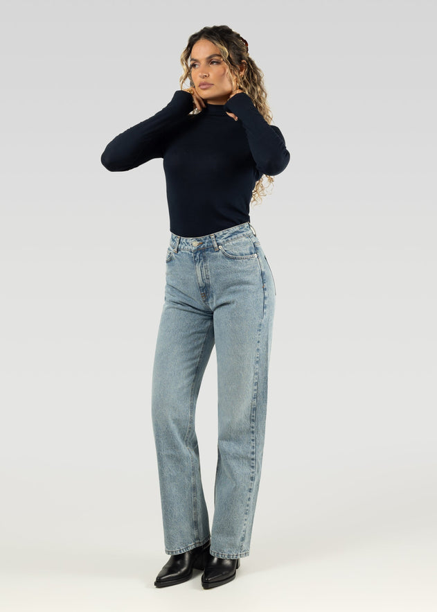 Grace Ribbed Turtleneck Navy Blue