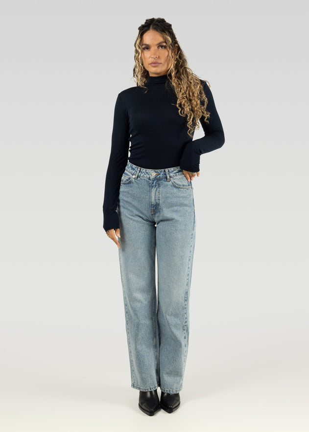 Grace Ribbed Turtleneck Navy Blue