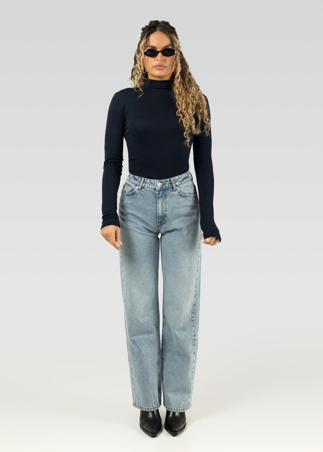 Grace Ribbed Turtleneck Navy Blue