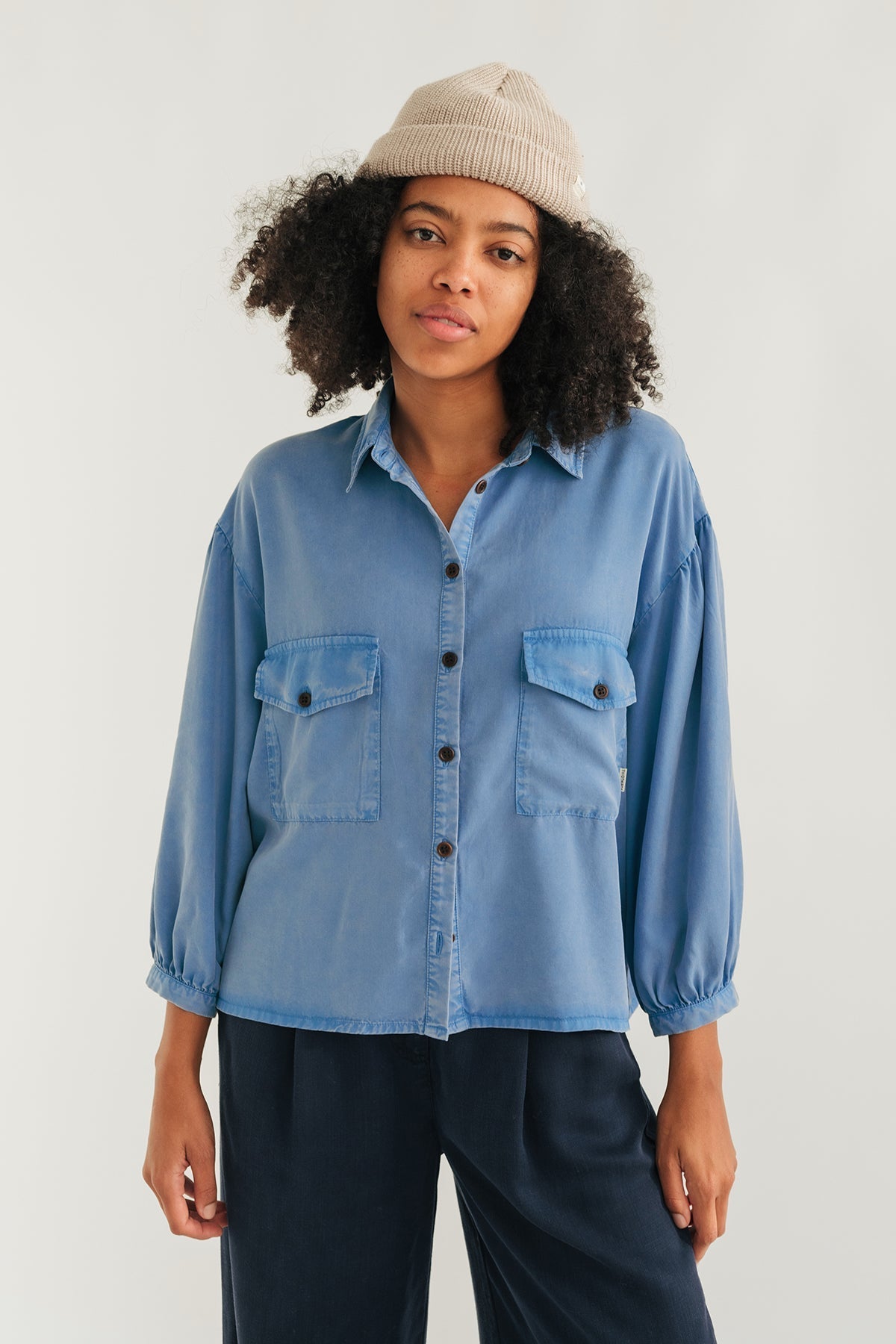 Hamushin Shirt Washed Blue