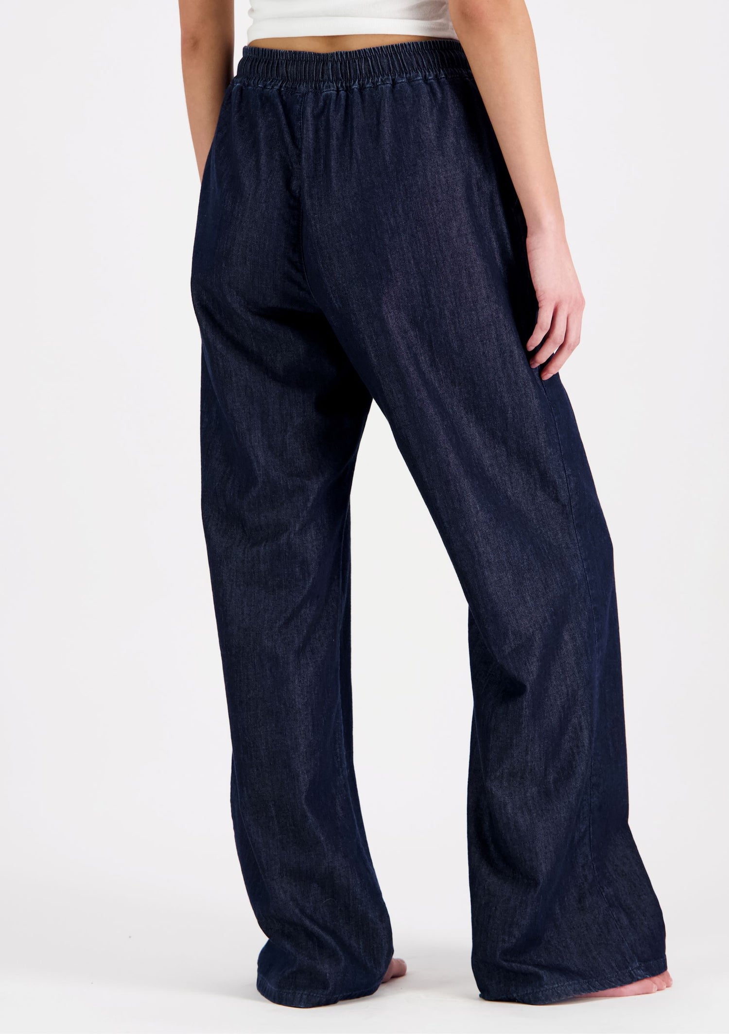 Jade Wide Leg Denim Trousers Dark Blue