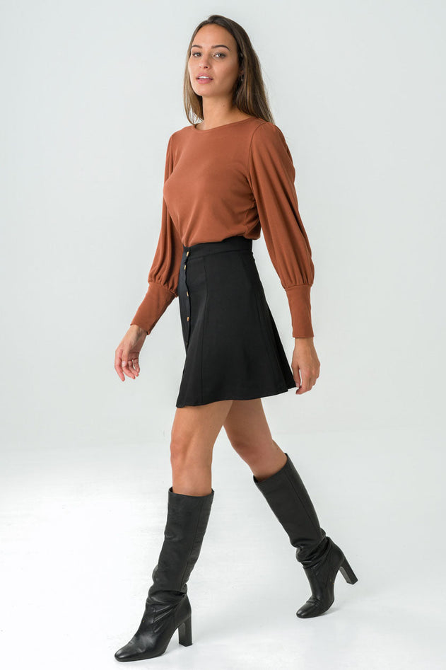 Parrotia Button-up Skirt Black