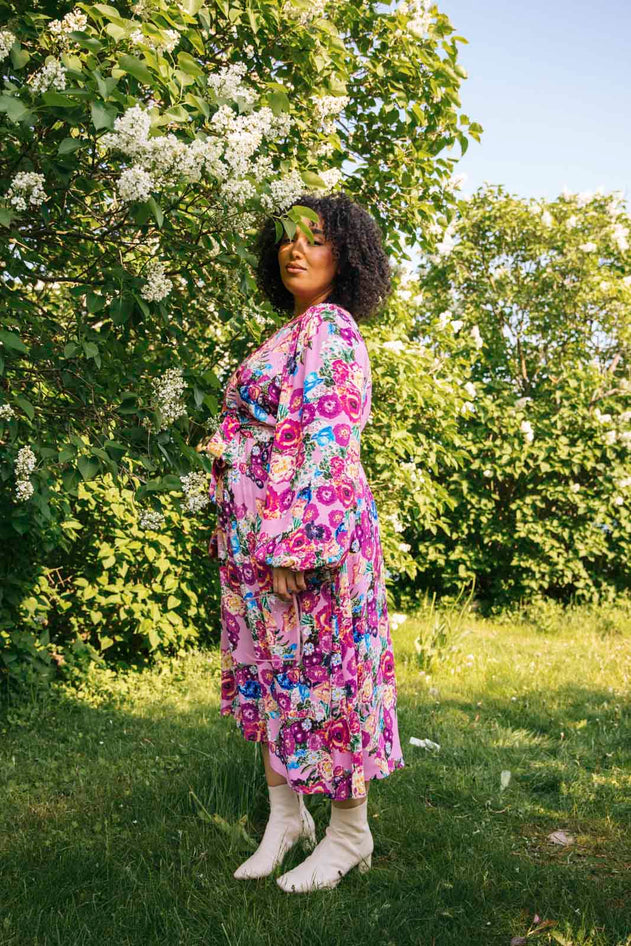 Wrap Midi Dressv Pink Marigold