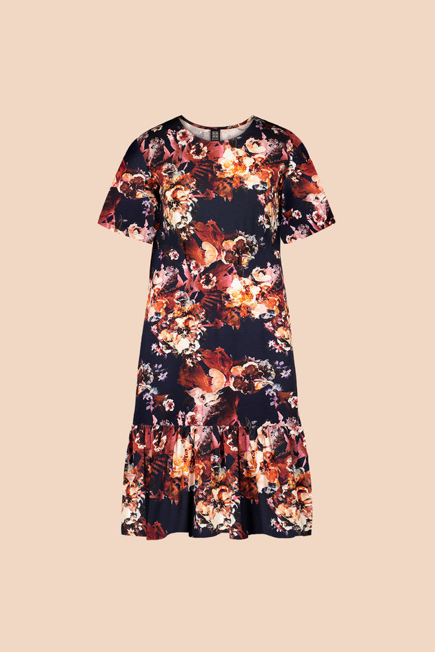 Ruffle T-Shirt Dress Cobalt Rose
