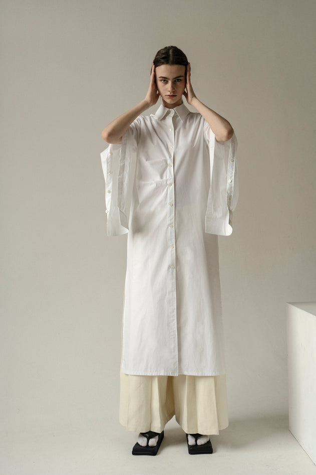 Witte mouwen knop tuniek shirt