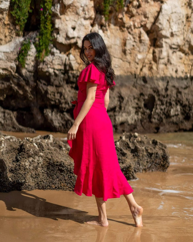 Annika Dress Peacock Pink - IVALO.COM