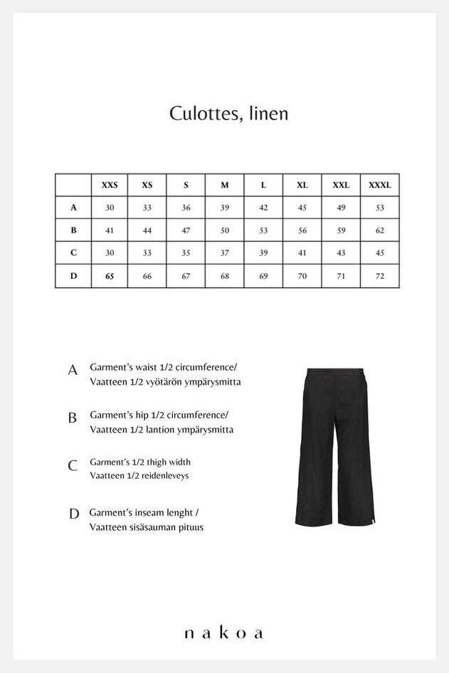Culottes Linen Trousers Stonewashed Marina Blue - IVALO.COM