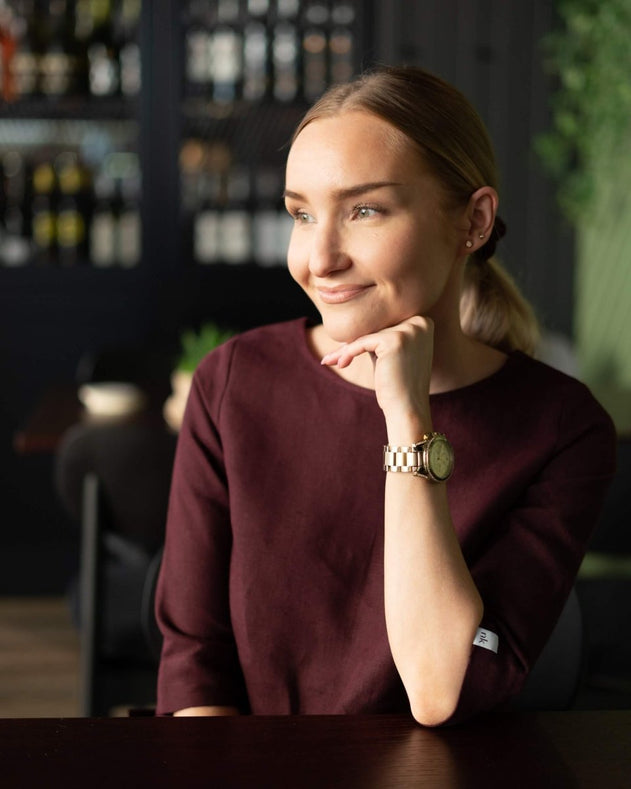 Classic Linen Blouse Merlot Red - IVALO.COM